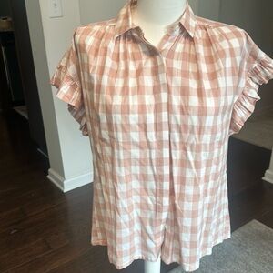 Trovata Pink and White Checkered Blouse